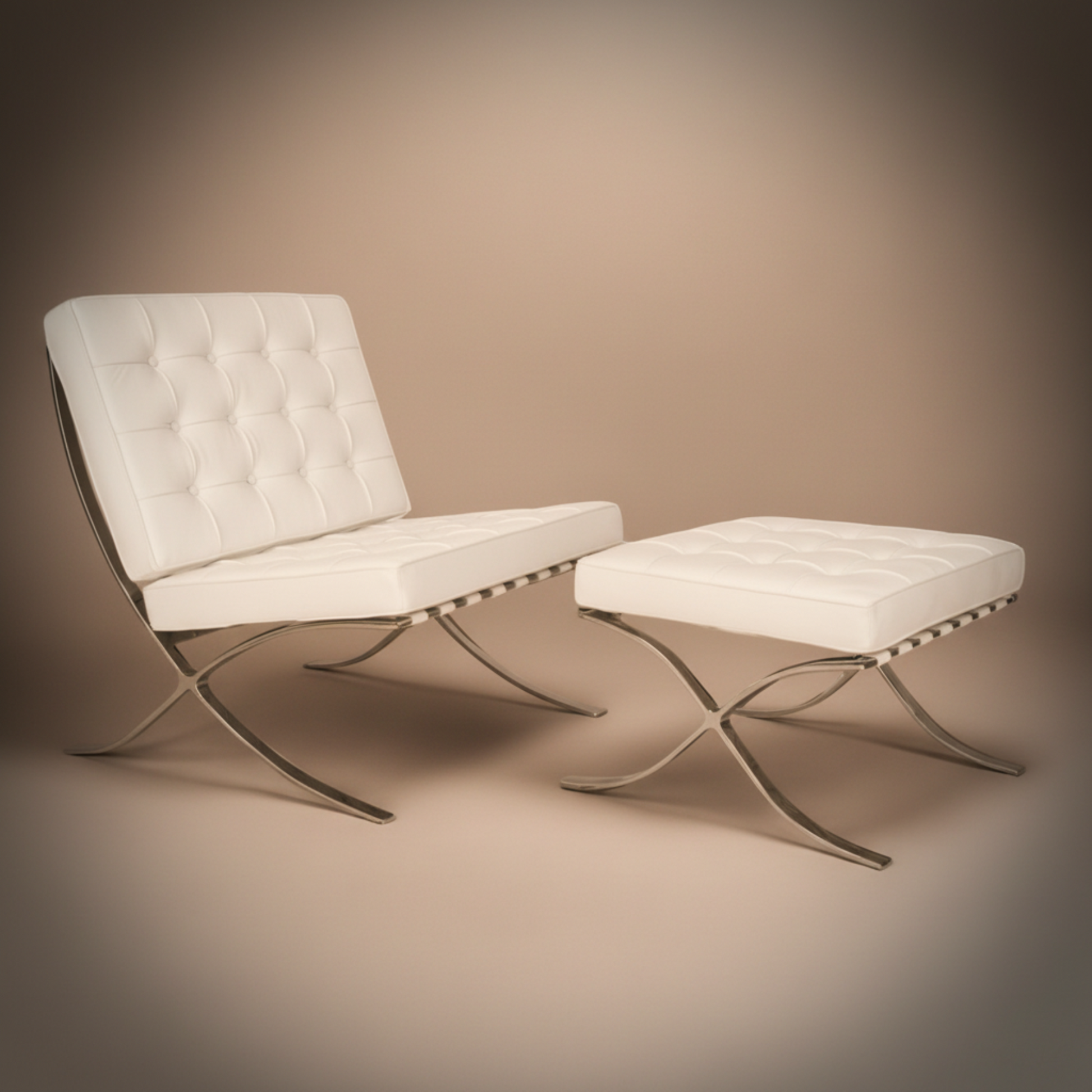 Mies Barcelona Pavilion Chair with Footrest | Black - Aura Furnitures