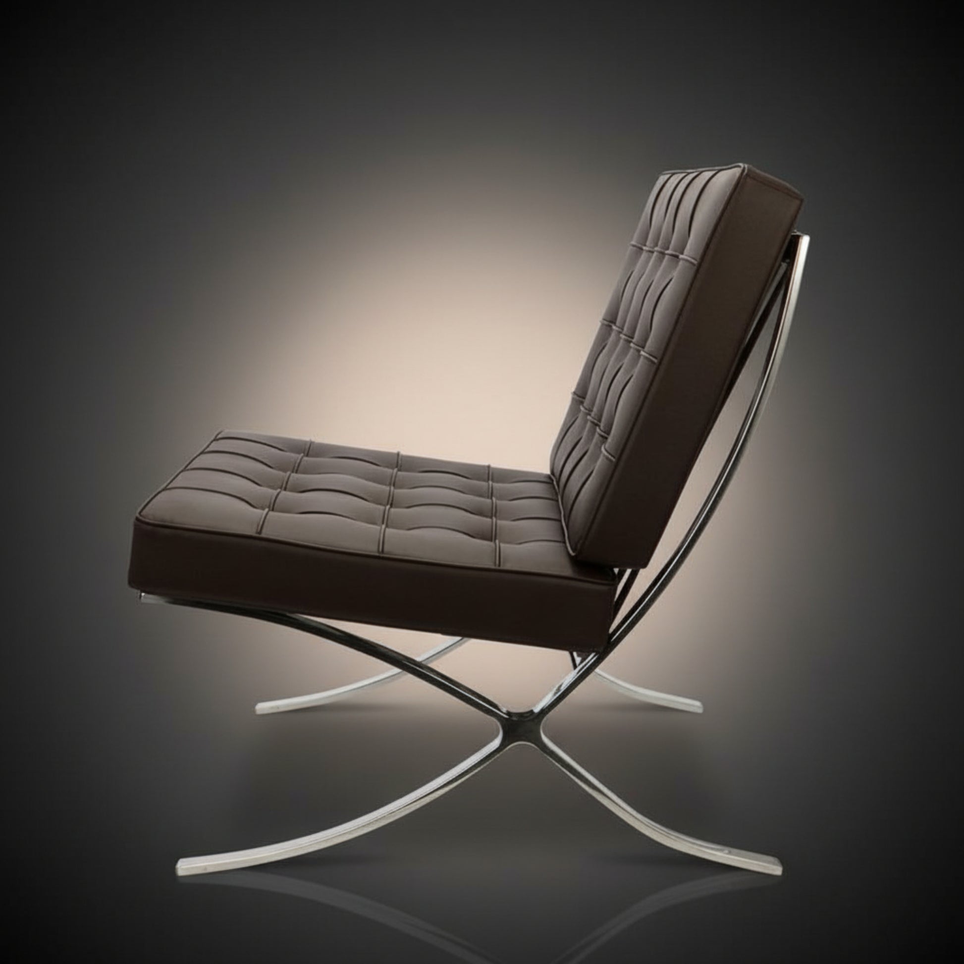 Mies Barcelona Pavilion Chair with Footrest | Black - Aura Furnitures