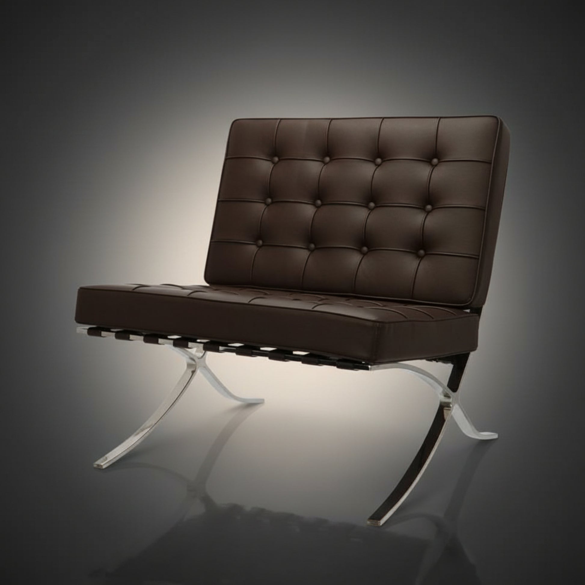 Mies Barcelona Pavilion Chair with Footrest | Black - Aura Furnitures