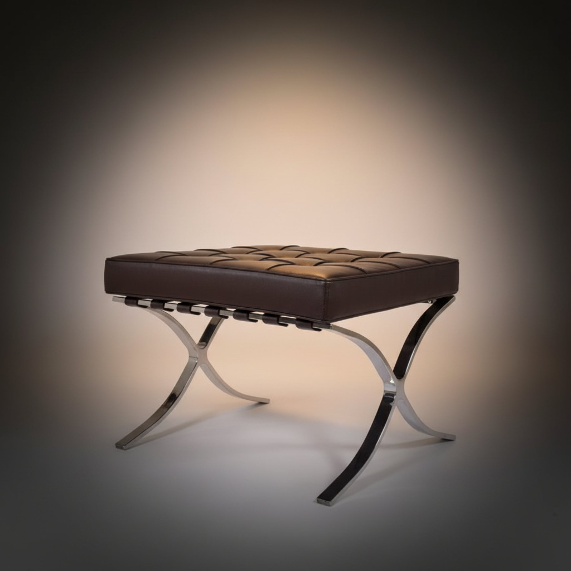 Mies Barcelona Pavilion Chair with Footrest | Black - Aura Furnitures