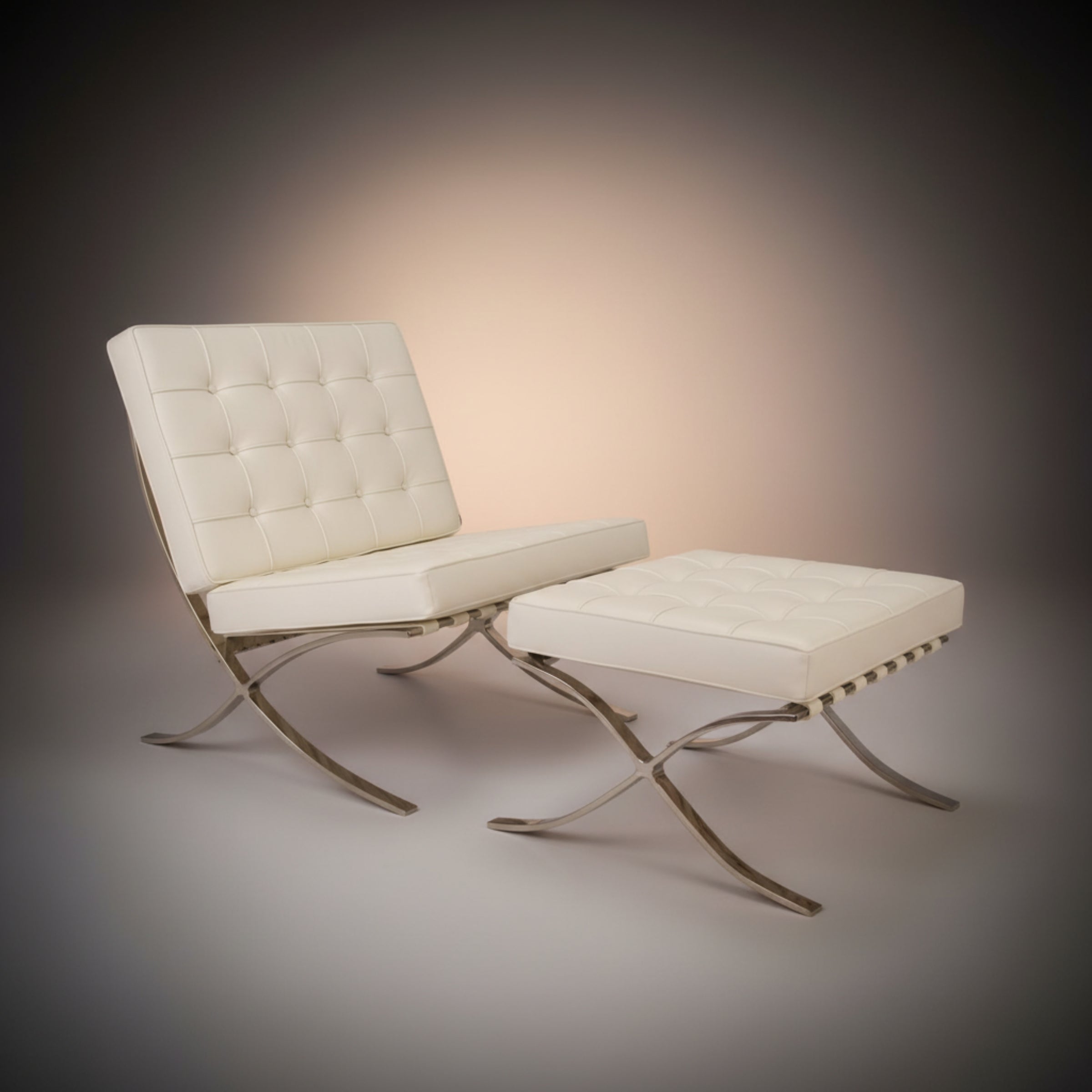 Mies Barcelona Pavilion Chair with Footrest | Black - Aura Furnitures
