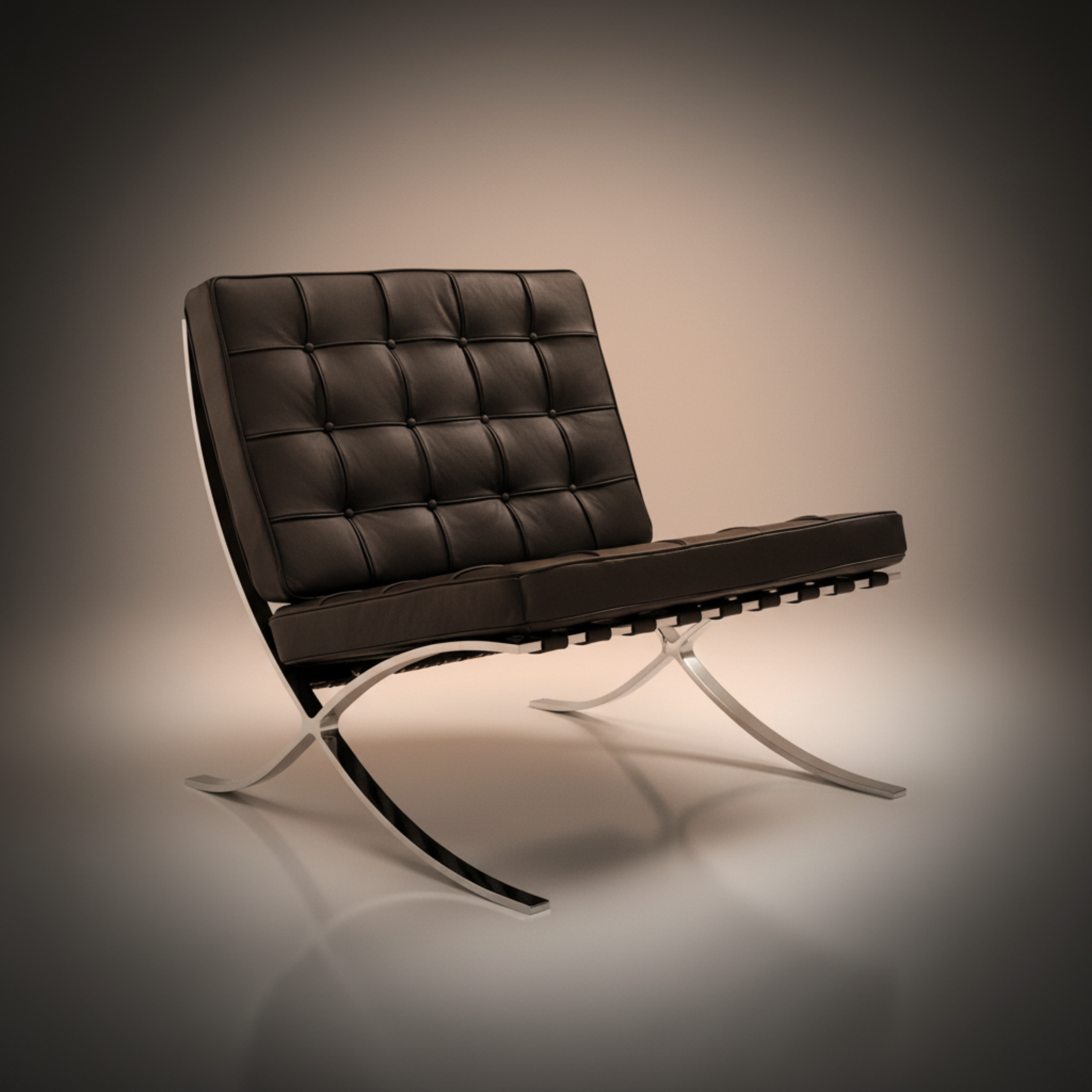 Mies Barcelona Pavilion Chair with Footrest | Black - Aura Furnitures