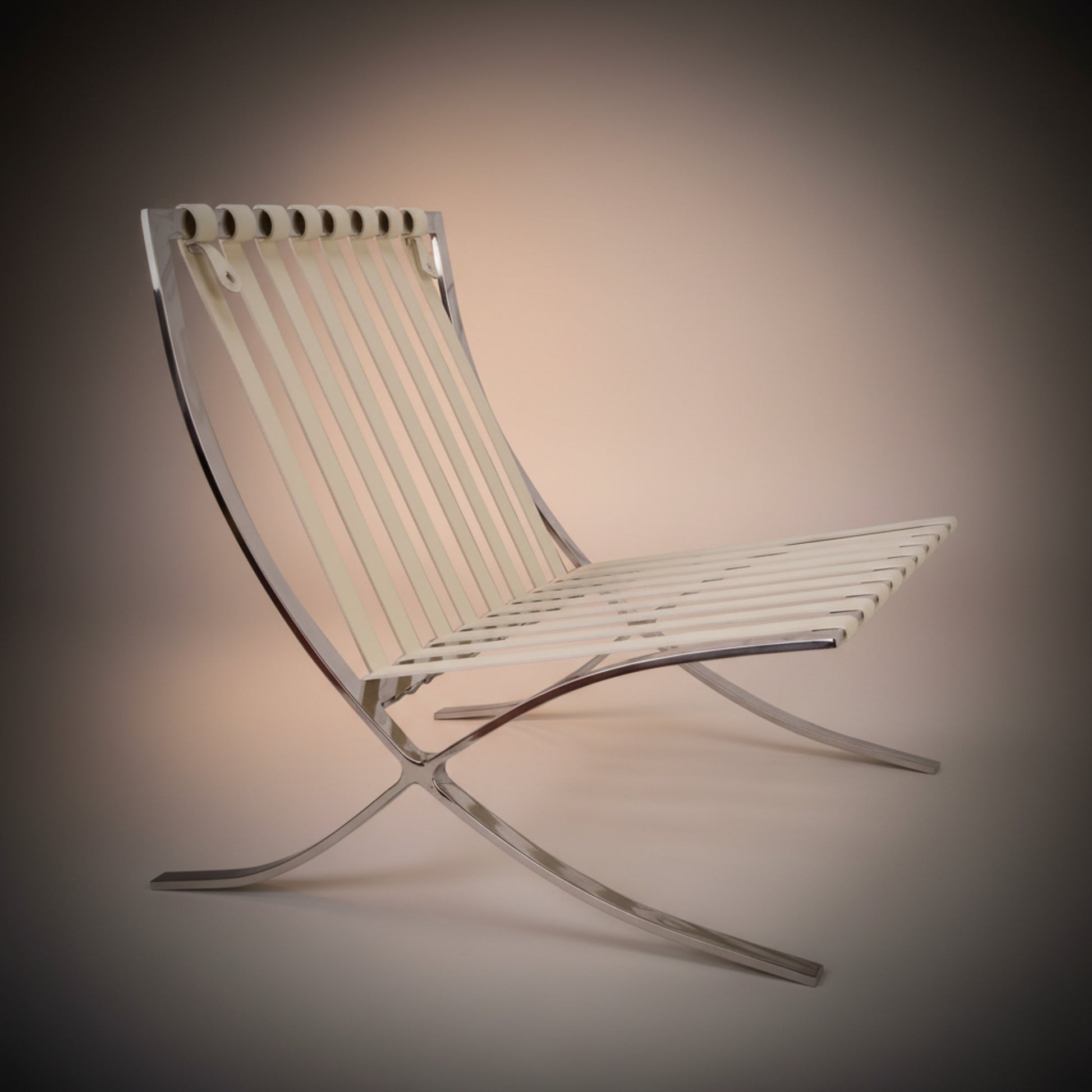 Mies Barcelona Pavilion Chair with Footrest, Tan Brown - Aura Furnitures
