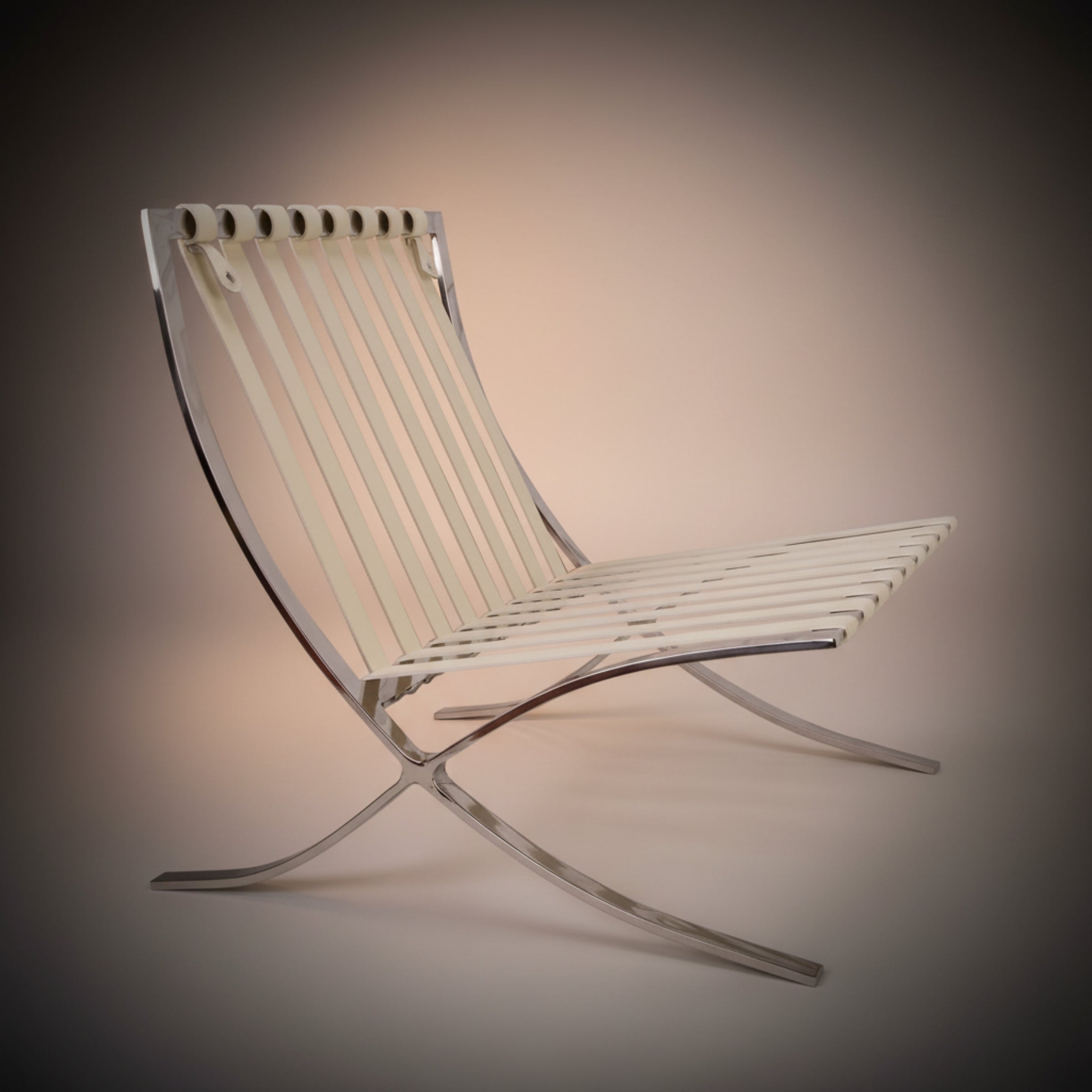 Mies Barcelona Pavilion Chair with Footrest, Tan Brown - Aura Furnitures