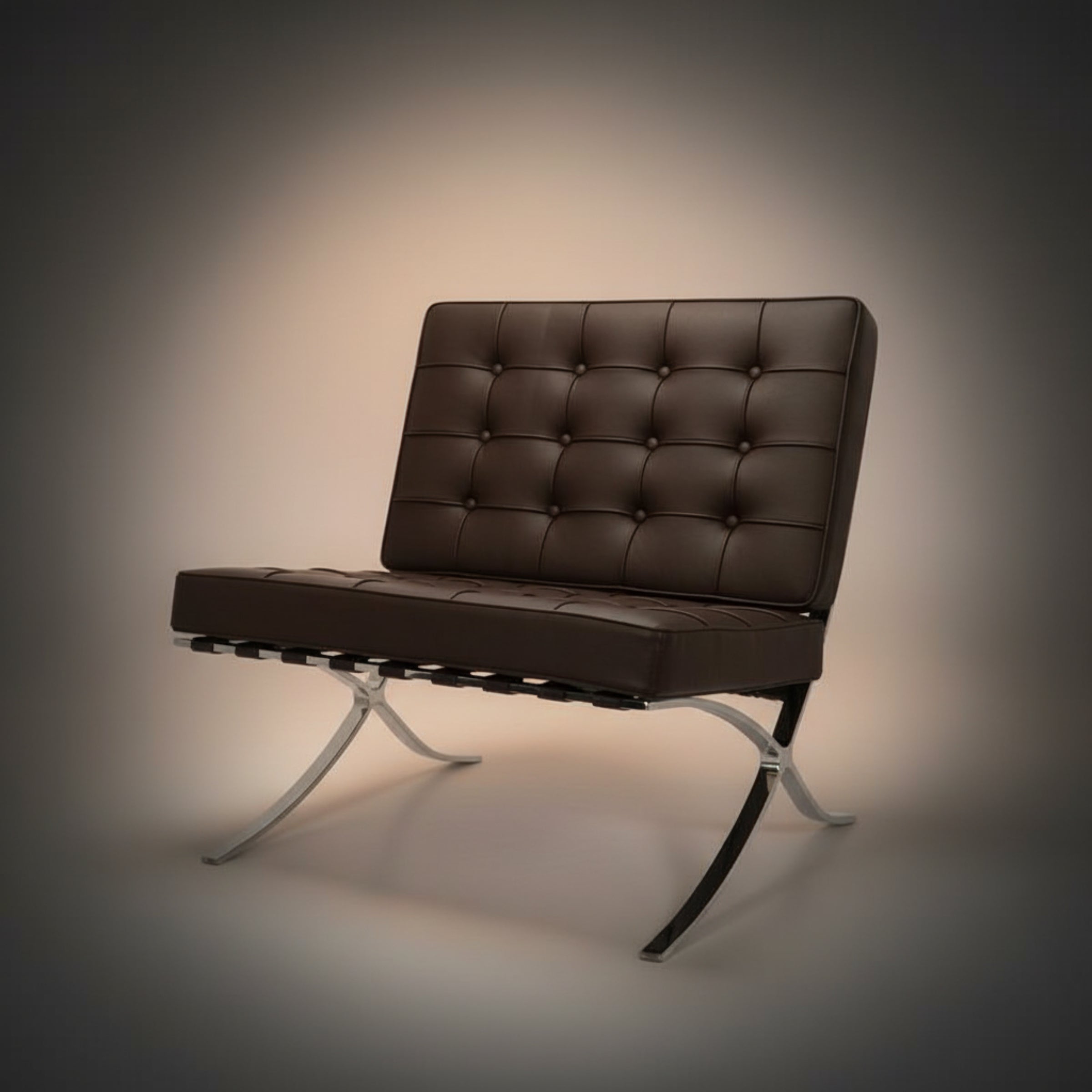 Mies Barcelona Pavilion Chair with Footrest | Tan Brown - Aura Furnitures