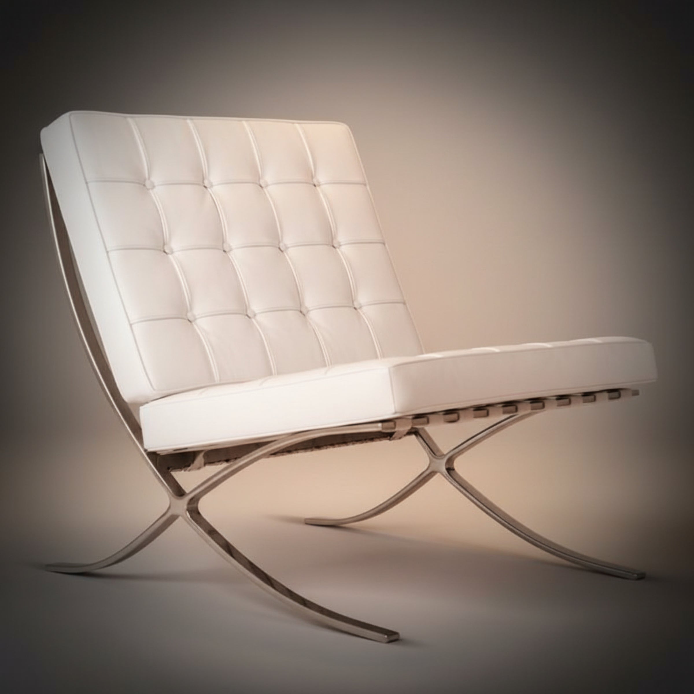 Mies Barcelona Pavilion Chair with Footrest | Tan Brown - Aura Furnitures