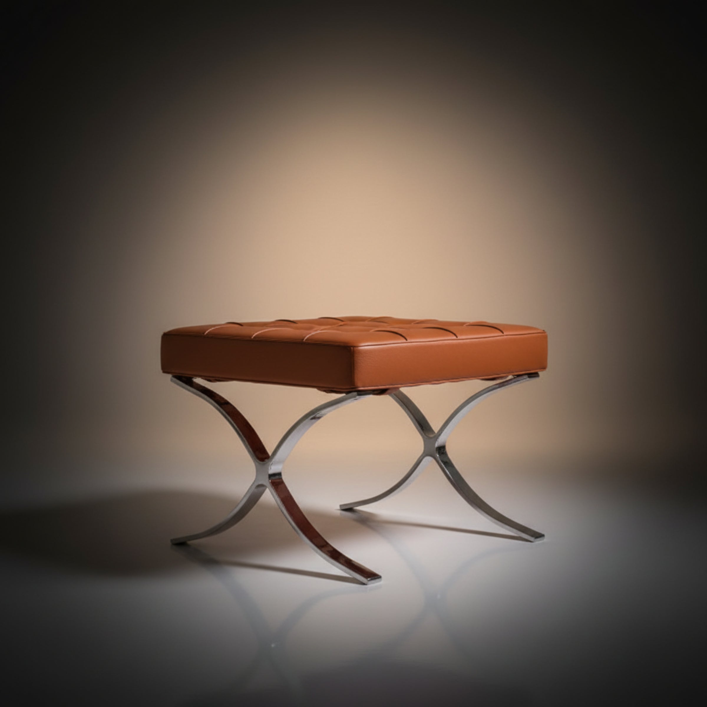 Mies Barcelona Pavilion Chair with Footrest | Tan Brown - Aura Furnitures