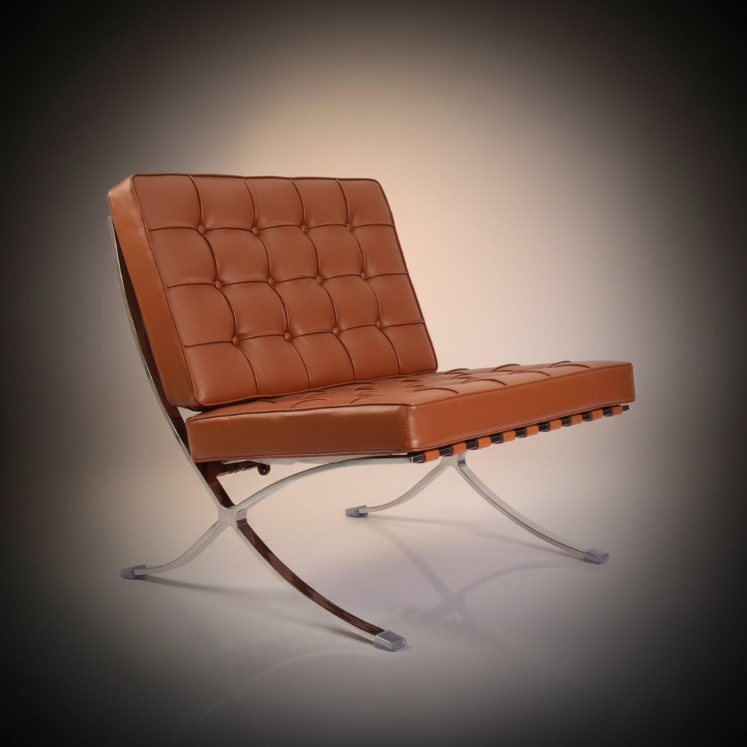 Mies Barcelona Pavilion Chair with Footrest | Tan Brown - Aura Furnitures