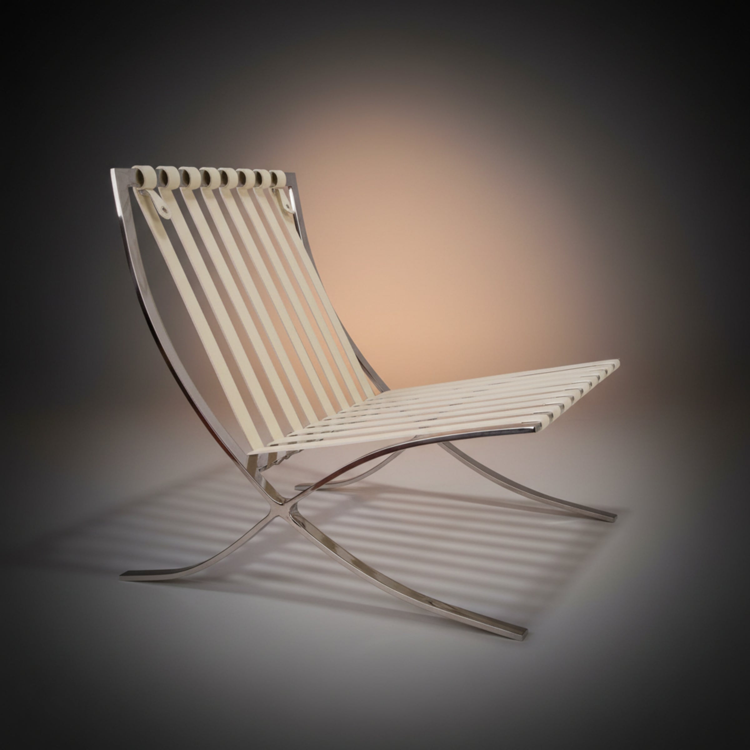 Mies Barcelona Pavilion Chair with Footrest | Tan Brown - Aura Furnitures