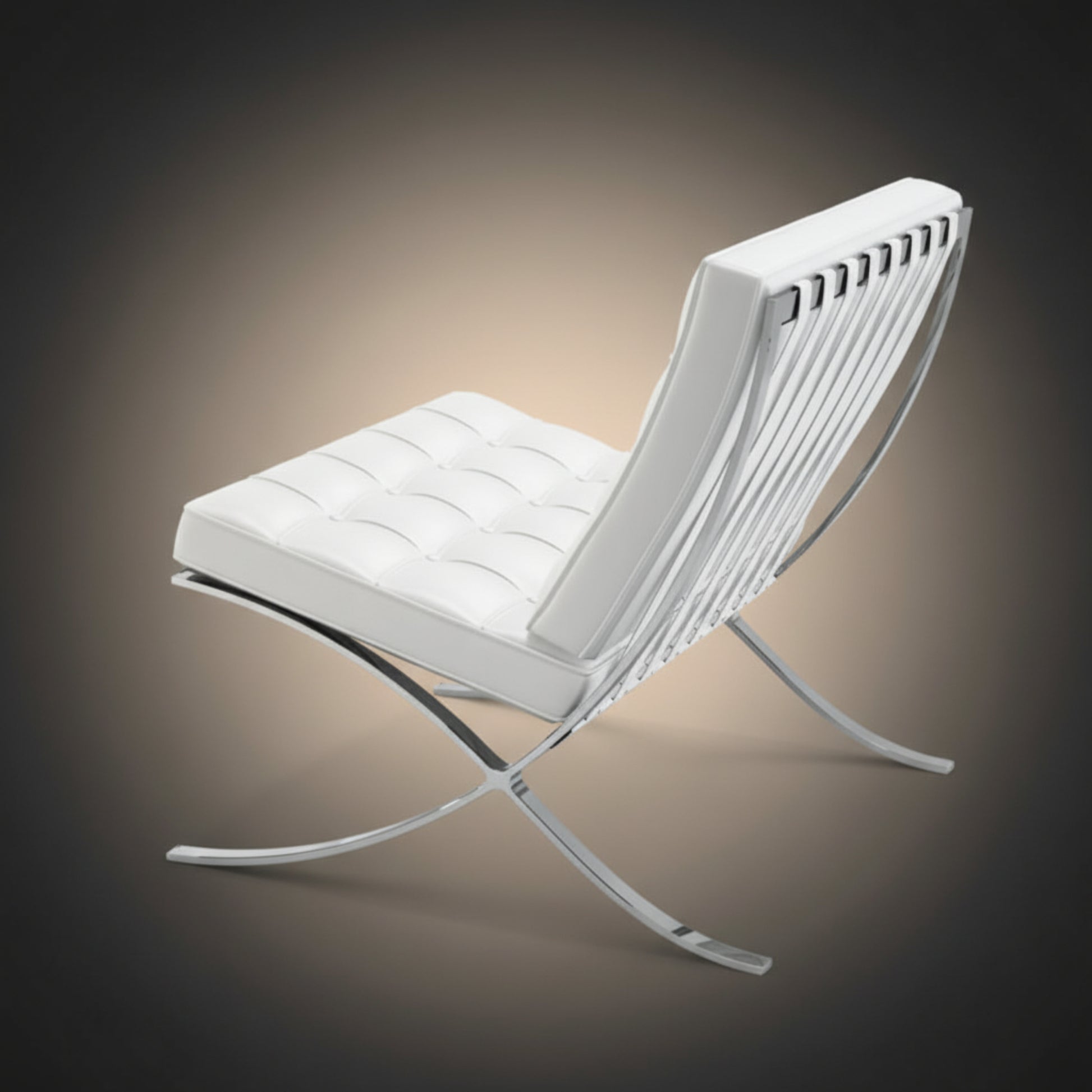 Mies Barcelona Pavilion Chair with Footrest | Tan Brown - Aura Furnitures