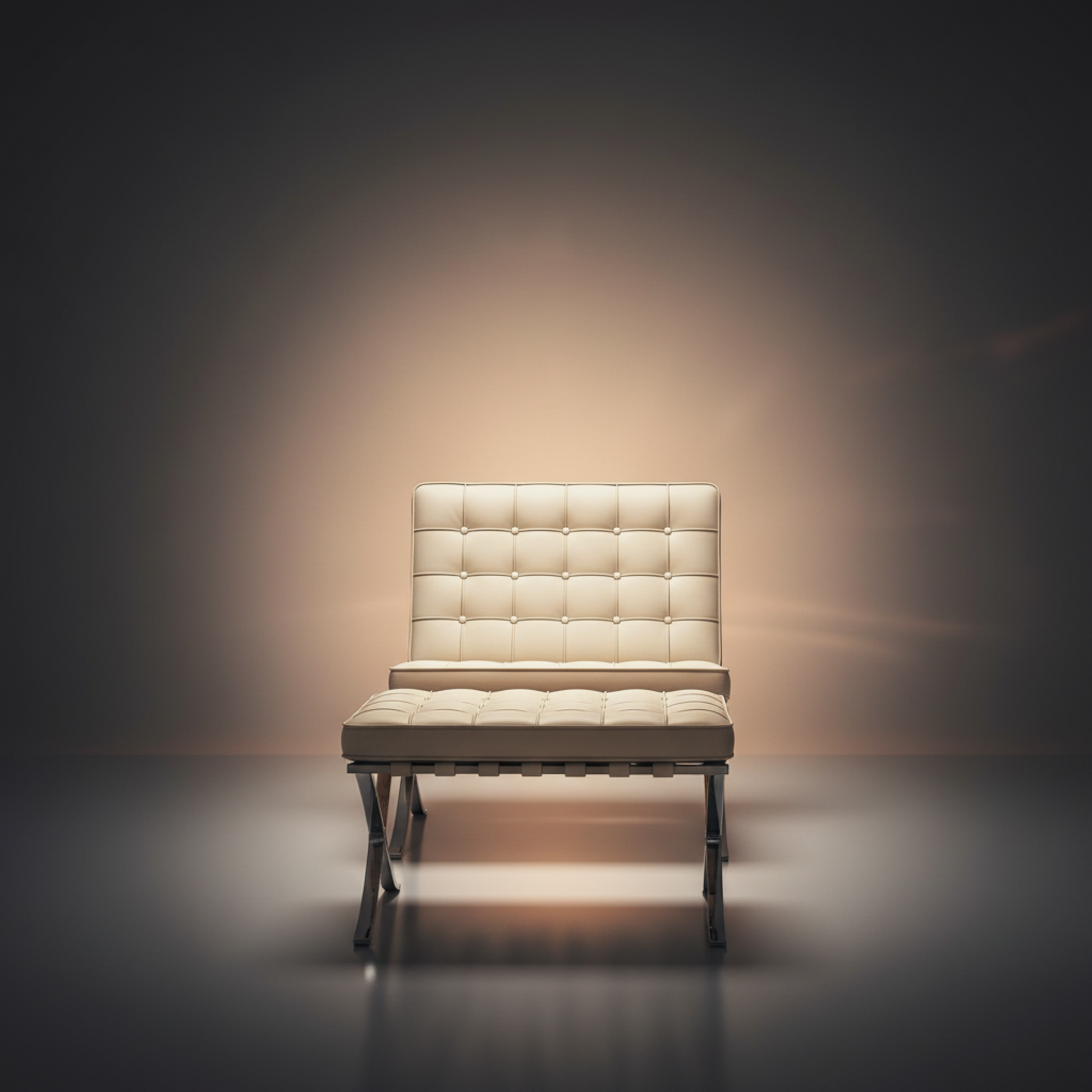 Mies Barcelona Pavilion Chair with Footrest | Tan Brown - Aura Furnitures