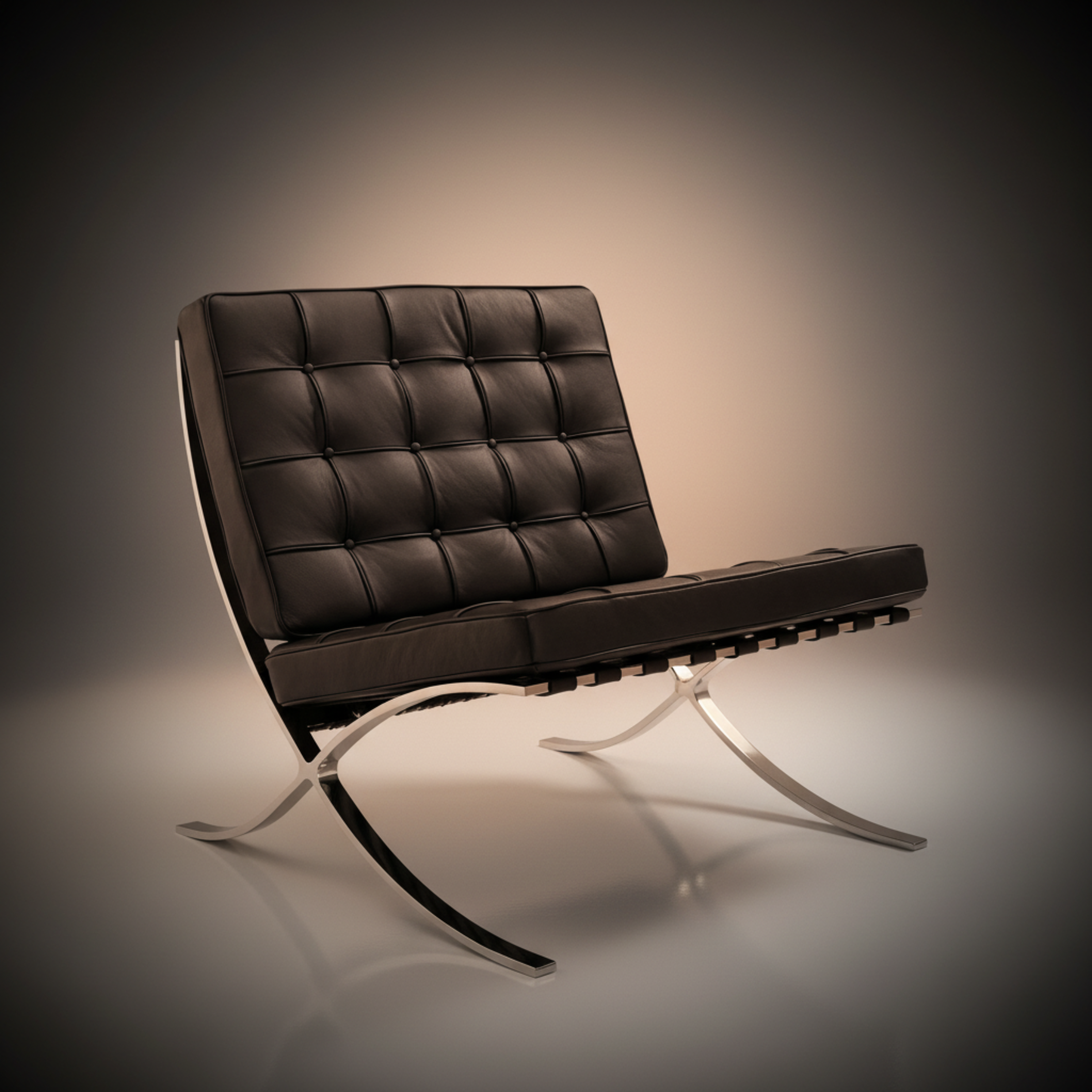 Mies Barcelona Pavilion Chair with Footrest | Tan Brown - Aura Furnitures