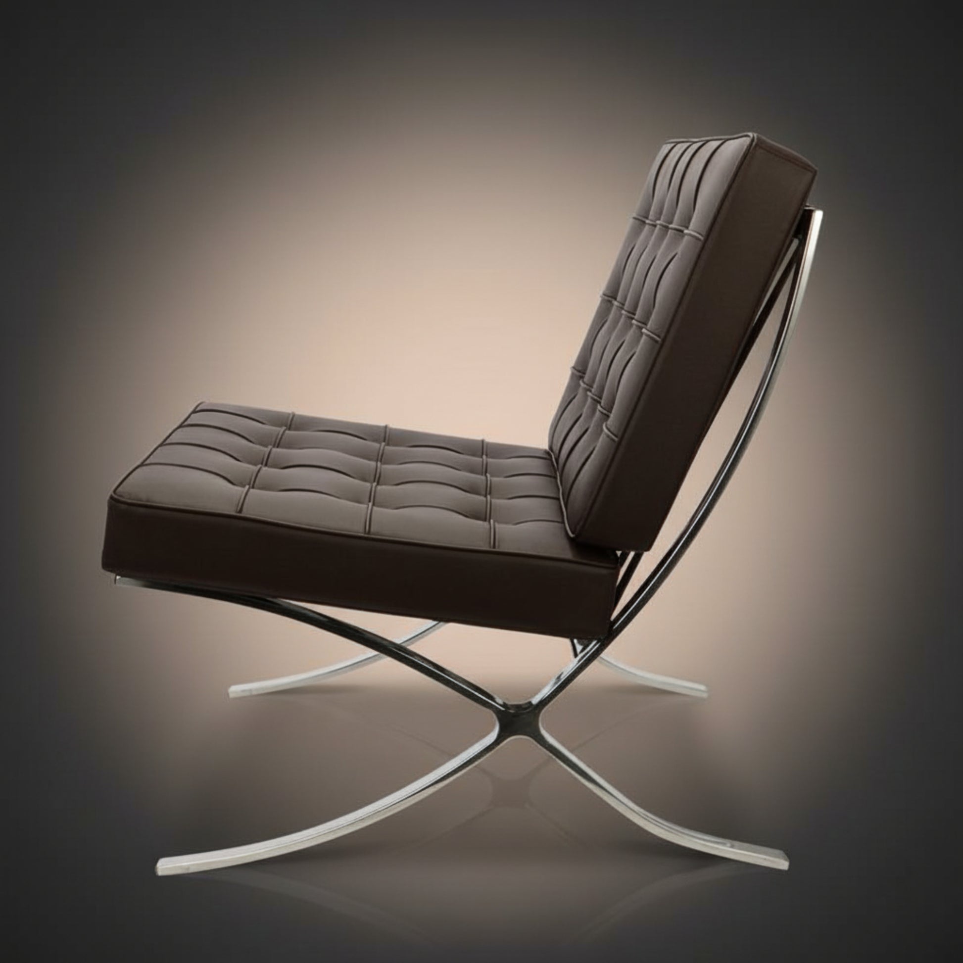 Mies Barcelona Pavilion Chair with Footrest | Tan Brown - Aura Furnitures