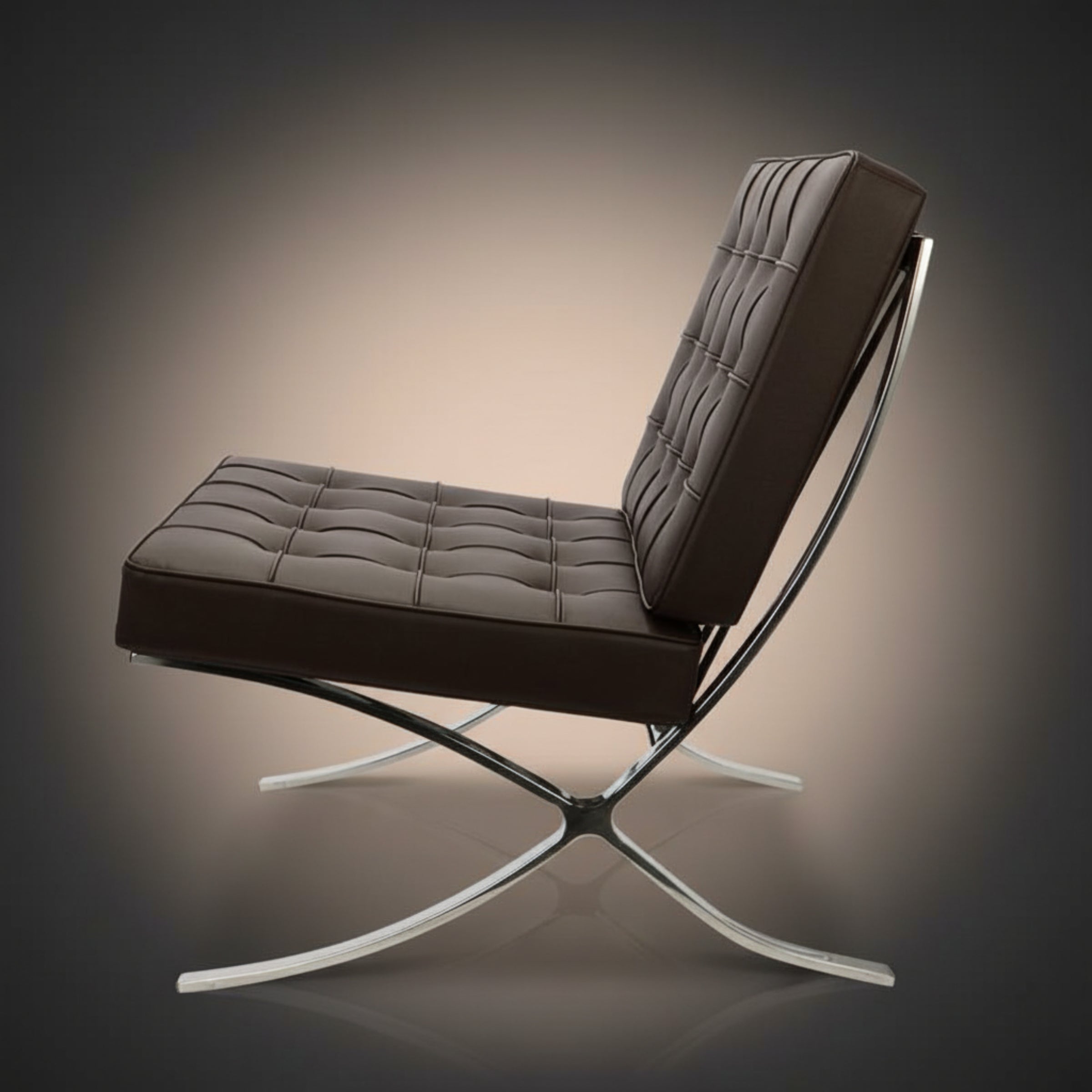 Mies Barcelona Pavilion Chair with Footrest | Tan Brown - Aura Furnitures