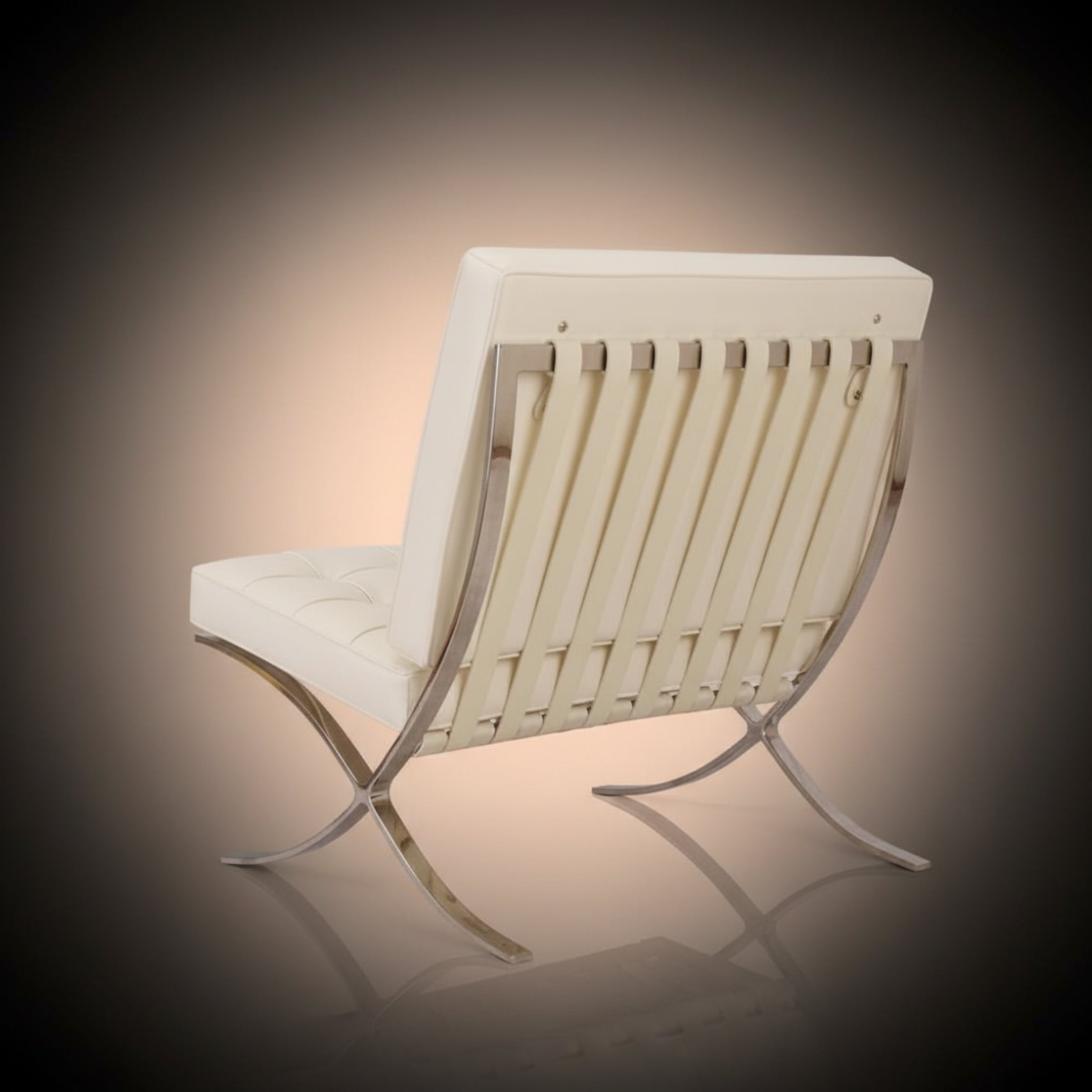Mies Barcelona Pavilion Chair with Footrest | Tan Brown - Aura Furnitures