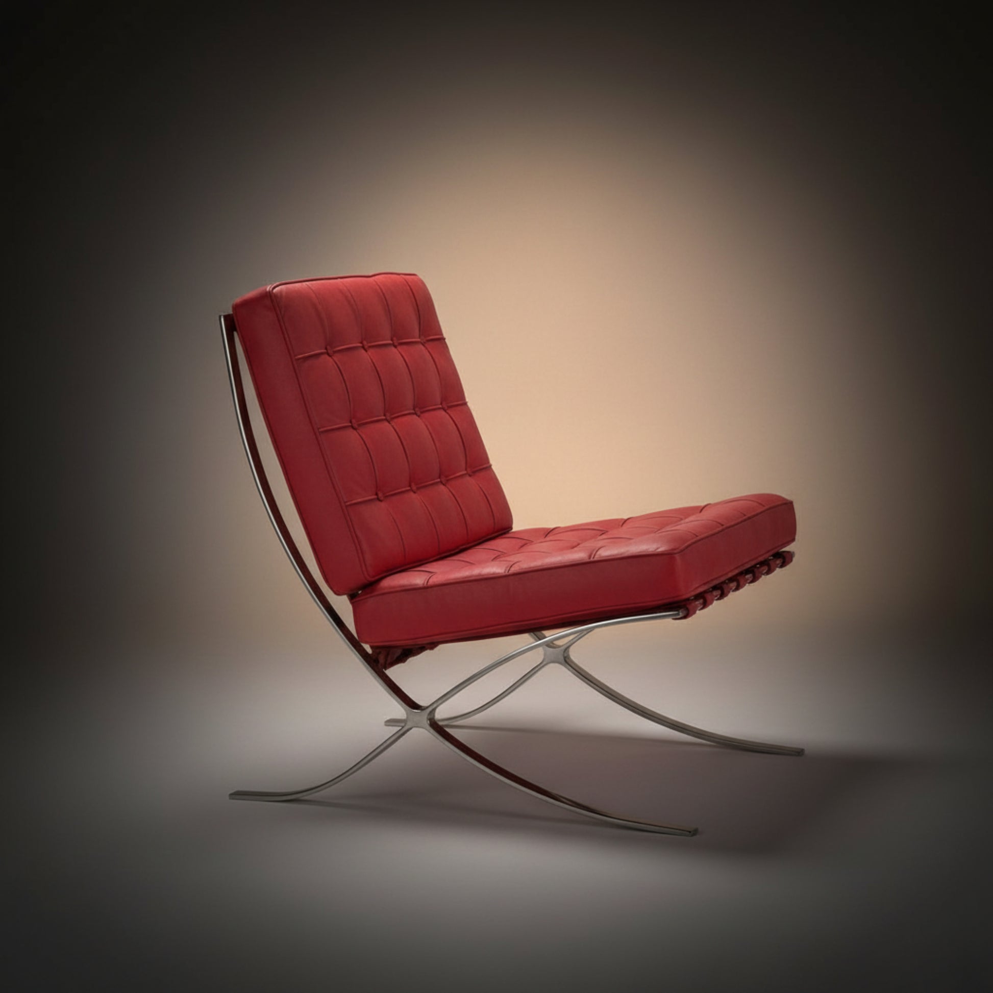 Mies Barcelona Pavilion Chair with Footrest | Tan Brown - Aura Furnitures