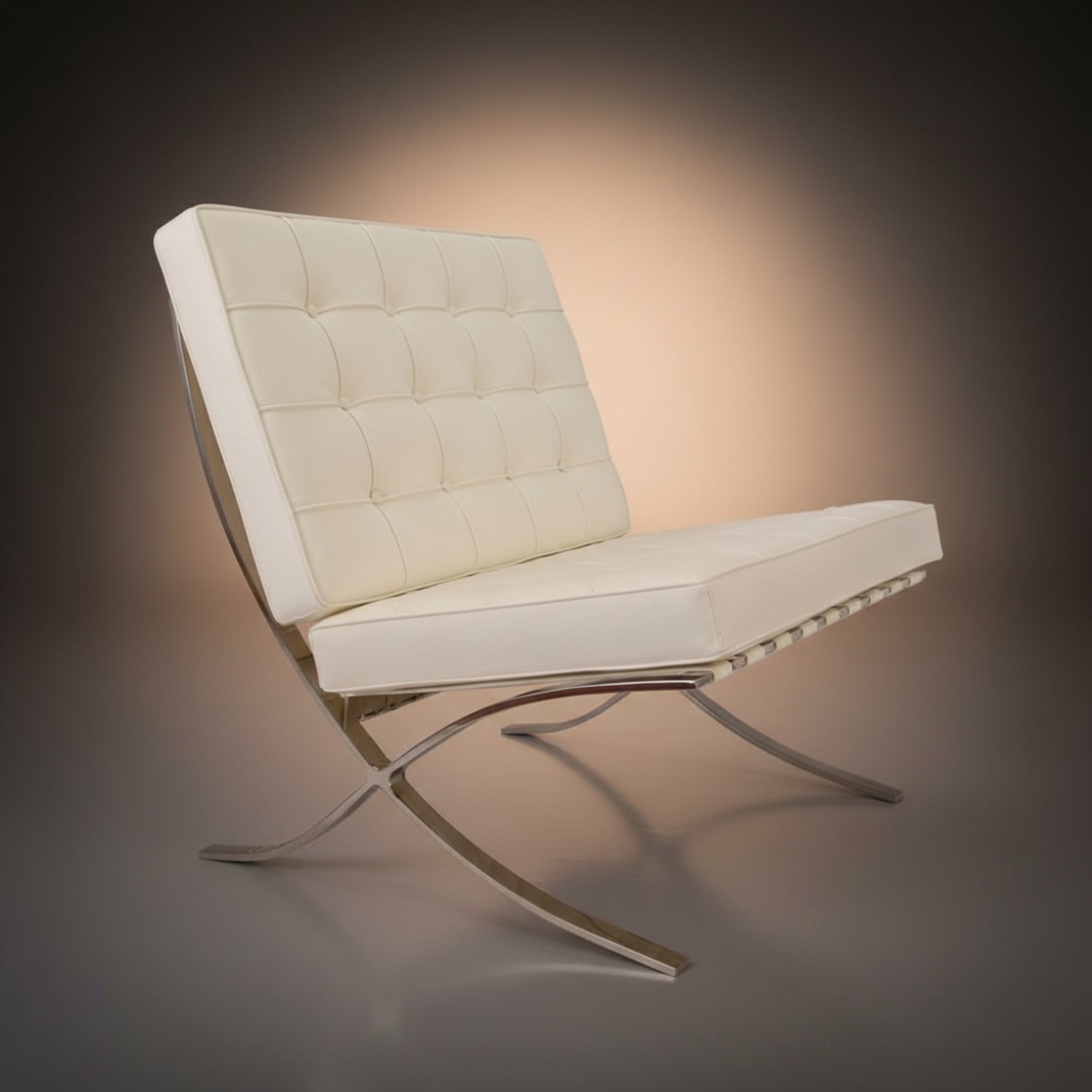 Mies Barcelona Pavilion Chair with Footrest | Tan Brown - Aura Furnitures