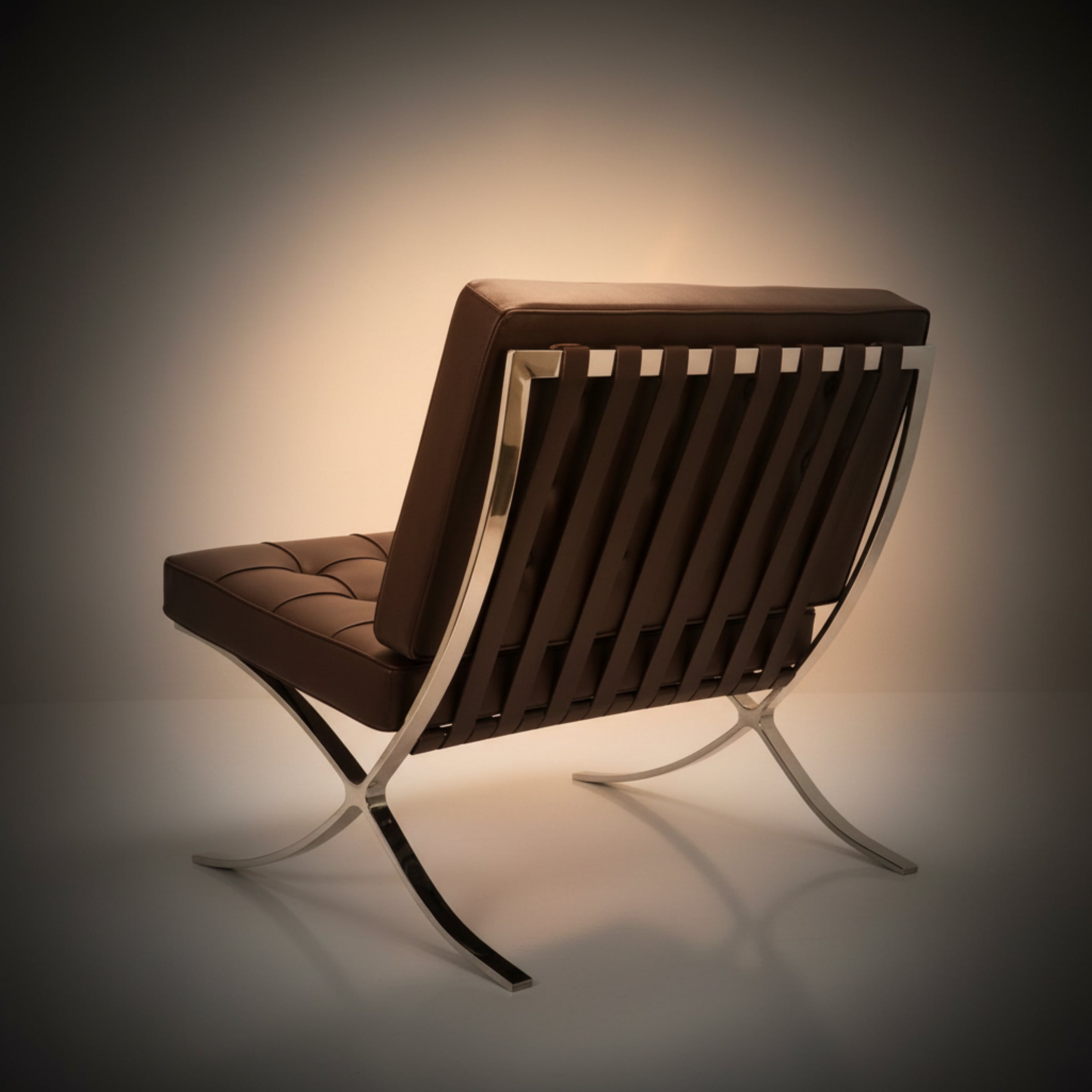 Mies Barcelona Pavilion Chair with Footrest | Tan Brown - Aura Furnitures