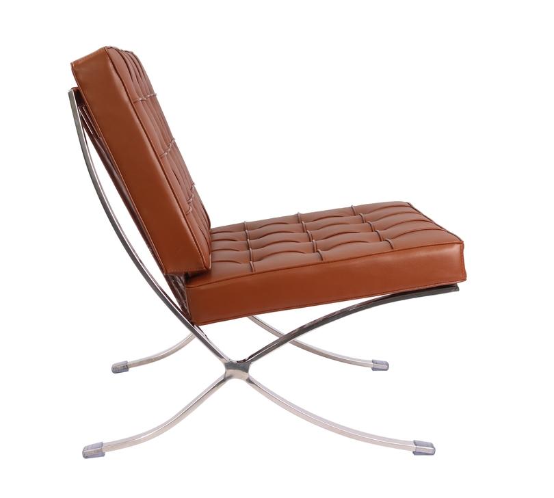 Mies Barcelona Pavilion Chair with Footress, Tan Brown