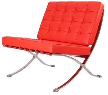 Mies Barcelona Pavilion Chair - Premium Italian Leather, Red