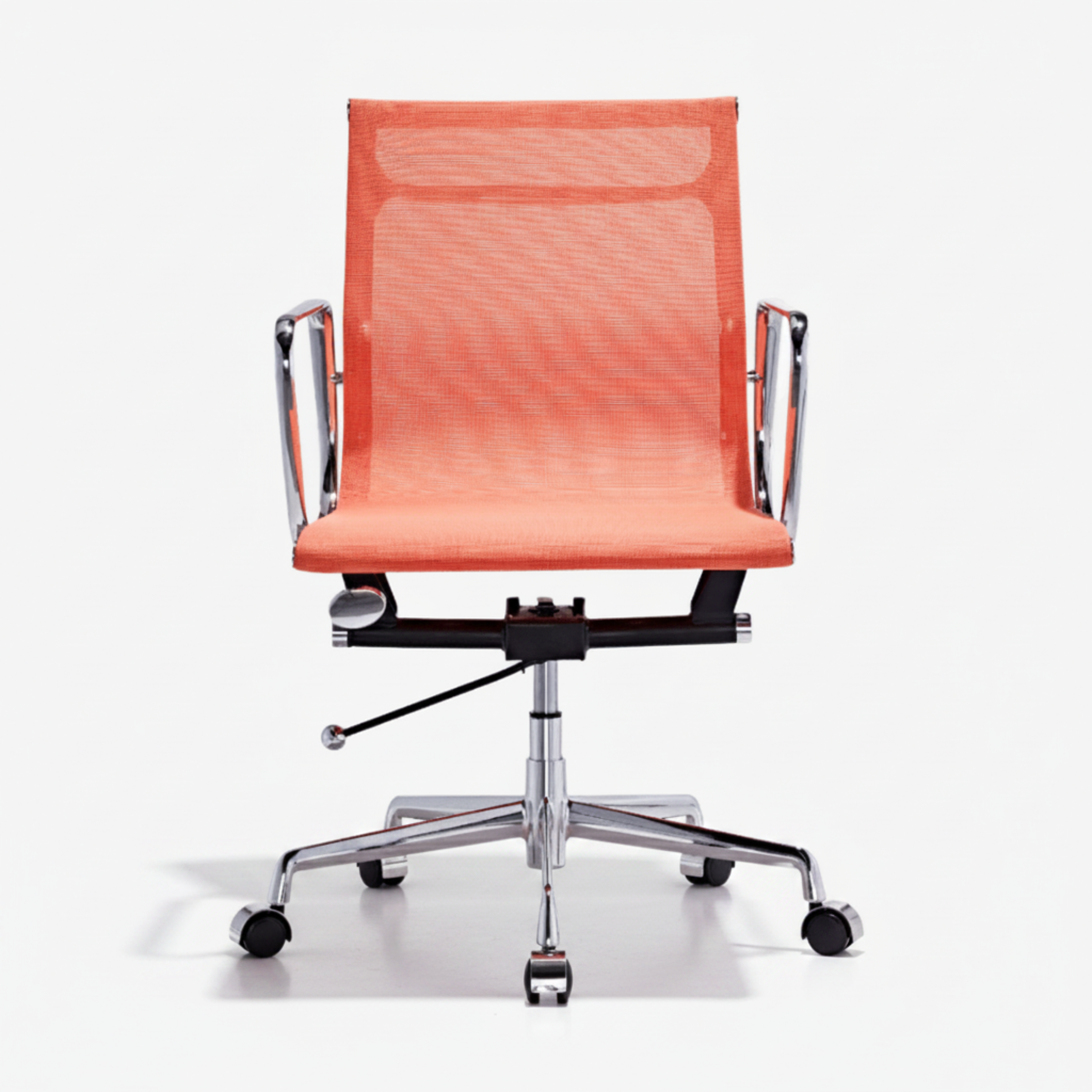 Modern Eames Meshed Office Chair EA 117 - Sleek Low Back Seating, Orange - Aura Furnitures