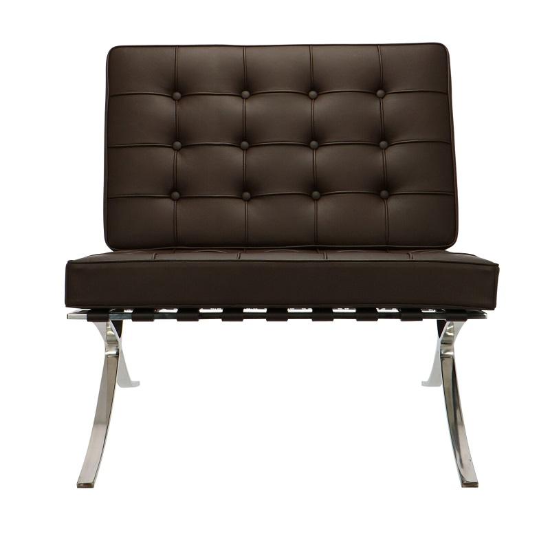Mies Barcelona Pavilion Chair with Footress, Chocolate Brown