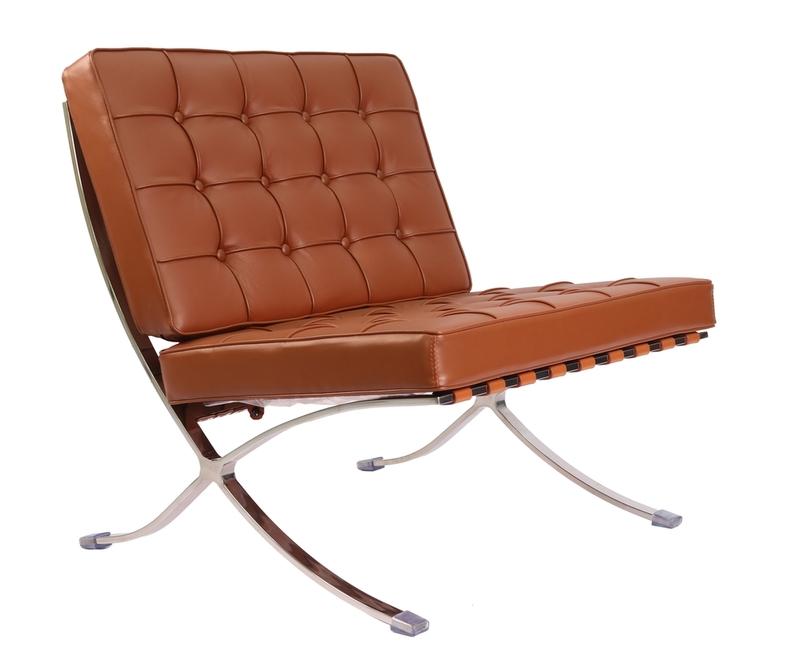 Mies Barcelona Pavilion Chair with Footress, Tan Brown
