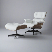 Eames Inspired Mid-Century Lounge Chair & Ottoman – Walnut Wood & Tan Brown | Luxe Furnishes
