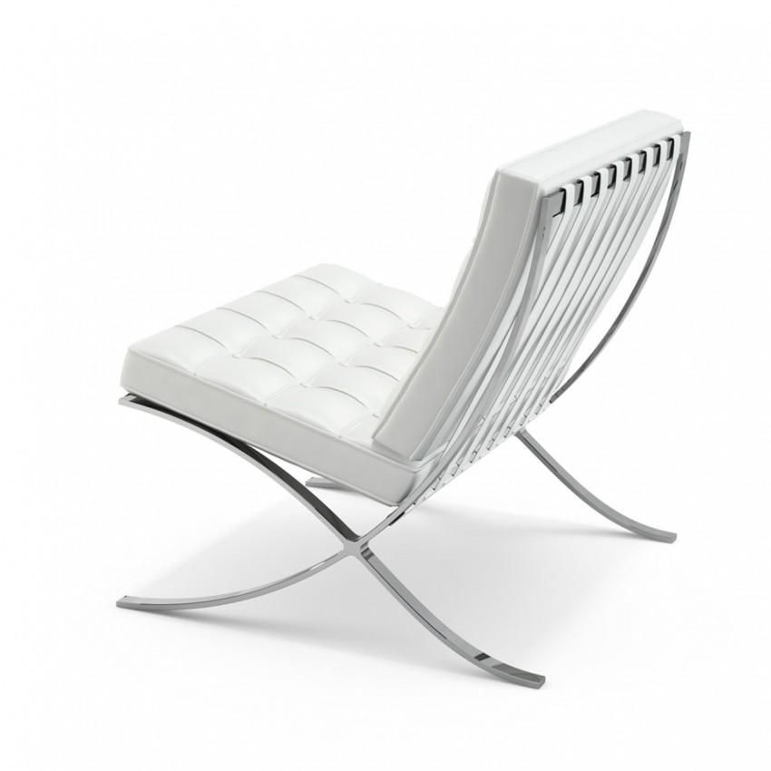 Mies Barcelona Pavilion Chair - Premium Italian Leather, Elegant White