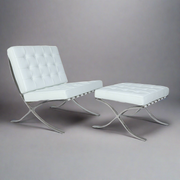 Mies Barcelona Pavilion Chair with Footress, Cream