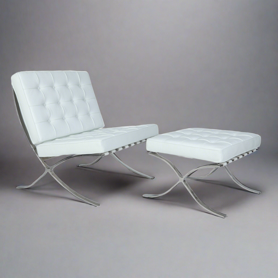 Mies Barcelona Pavilion Chair with Footress, Tan Brown